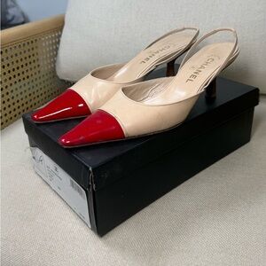 Vintage Chanel Two Tone Slingback Sandal Heel EU SIZE 39